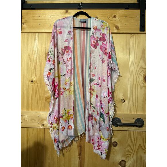 Randi and Will Floral Striped Cardigan Shawl - Picture 1 of 3